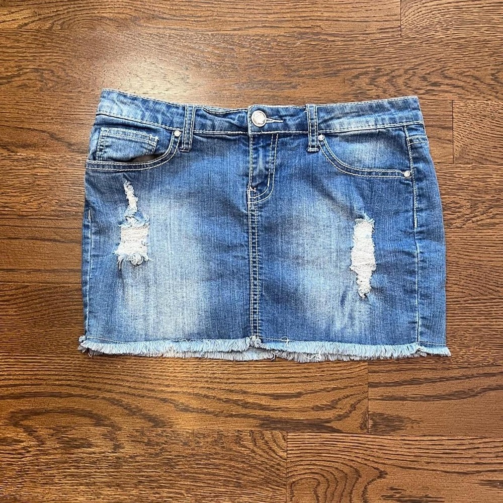 y2k denim low rise mini skirt size 3/4